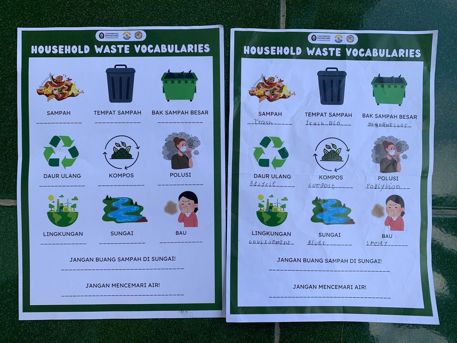 Mini Dictionary sebagai media edukasi atau pembelajaran bagi anak-anak Rumah Baca jenjang Sekolah Dasar kelas IV, V, VI, dan Sekolah Menengah Pertama oleh Najwa Mutiara Aila (Sastra Inggris). (sumber: Dokumentasi Pribadi)