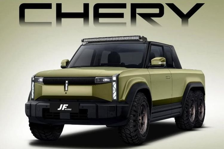 Khayalan Chery J6 Bertransformasi Menjadi Pikap Unik 6×6, Terinspirasi oleh G63 AMG